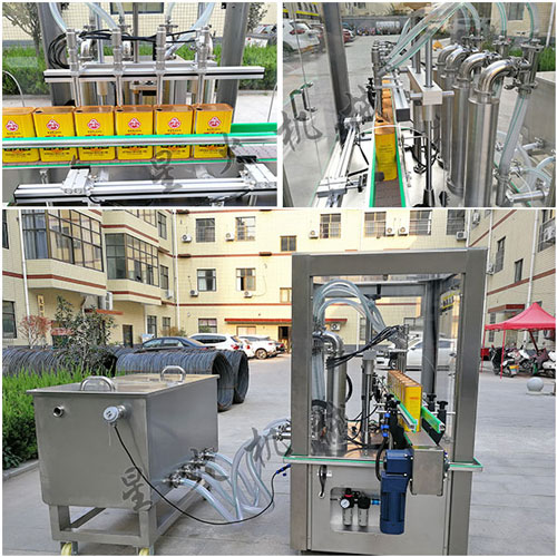 大型食用調(diào)和油灌裝機生產(chǎn)線實拍圖