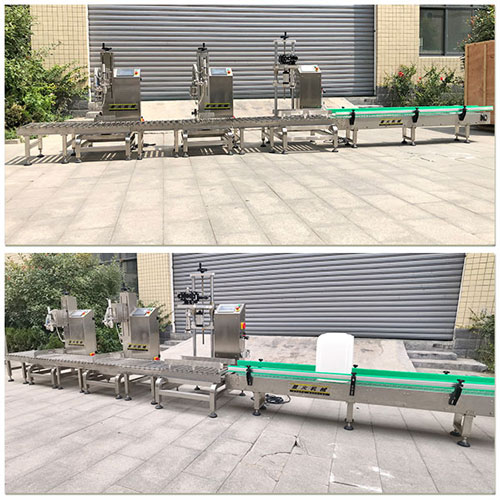 呼和浩特灌裝機(jī)廠家實(shí)拍大桶灌裝生產(chǎn)線