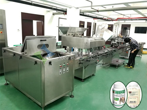 鈣片理瓶灌裝封口貼標(biāo)生產(chǎn)線