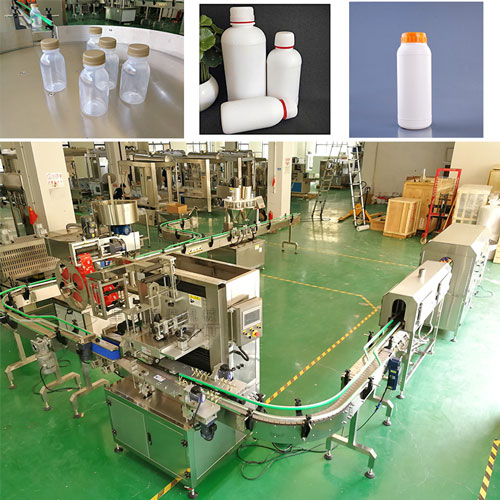 整套粉劑獸藥灌裝機(jī)設(shè)備生產(chǎn)線實(shí)拍以及樣品圖